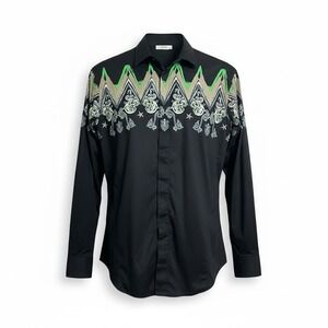 Versace Collection Men's Black Baroque Print Shirt Size 40 M Long Sleeve Cotton